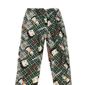 Betty Boop Green Plaid Cartoon Print Pajama Pants